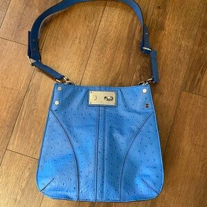 Milly Blue Ostrich Leather Shoulder Bag